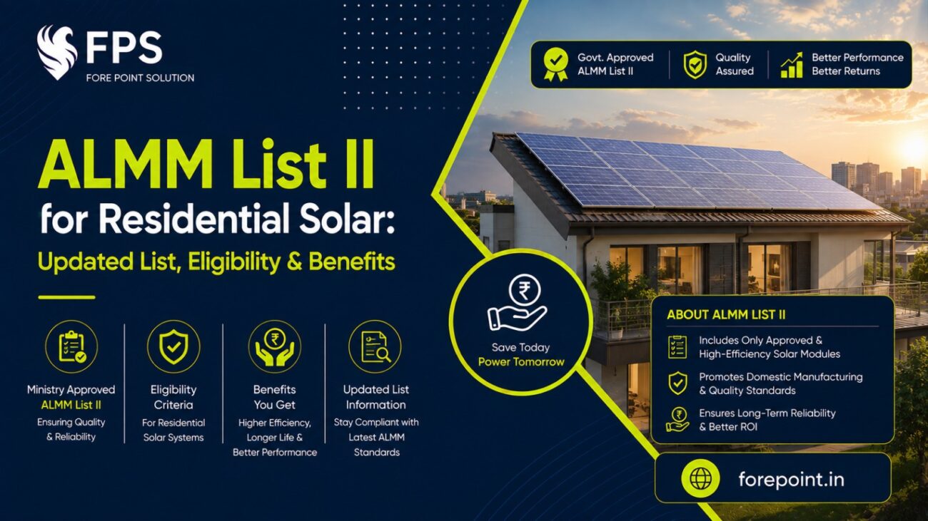 ALMM List II for residential solar panels, showing approved solar module manufacturers and eligibility requirements for residential rooftop solar projects in India.