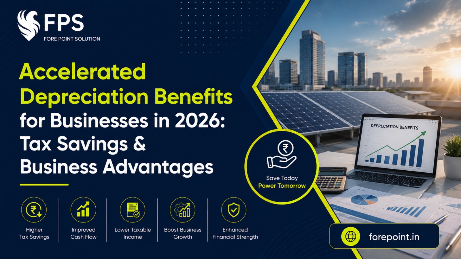 Accelerated depreciation benefits for businesses in 2026, highlighting tax savings on eligible business assets and investments.