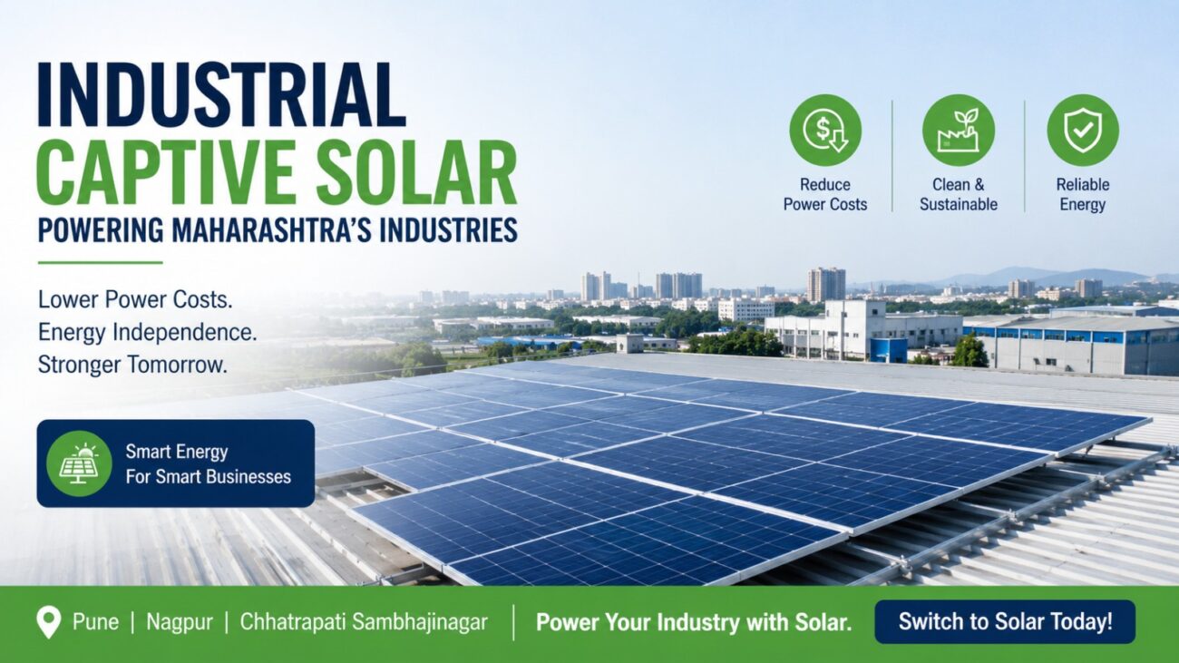 Industrial captive solar panels powering factories in Maharashtra across Pune, Nagpur and Chhatrapati Sambhajinagar