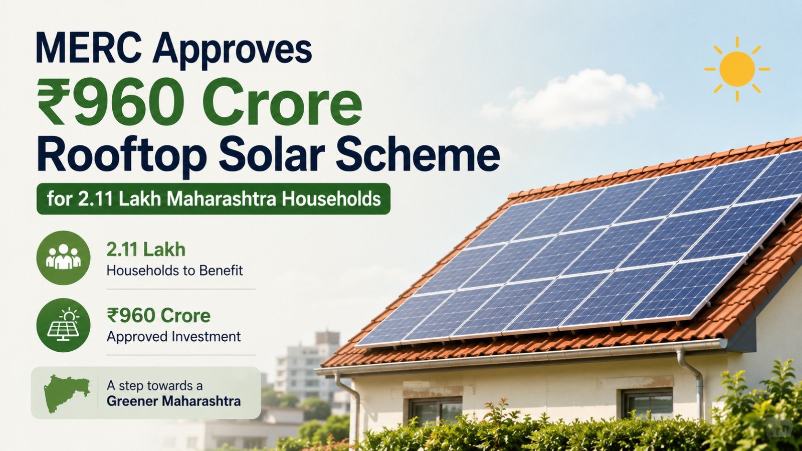 MERC approves a ₹960 crore rooftop solar scheme benefiting 2.11 lakh households across Maharashtra.