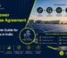 Solar Power Purchase Agreement for businesses, showing a rooftop solar power system and an agreement between a solar energy provider and electricity consumer.